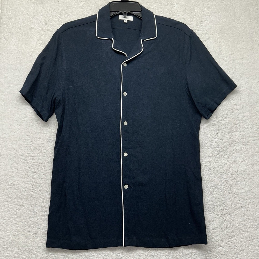 Reiss  Mens Size M Blue Short Sleeve Ferdinando Button Up Shirt (V1)